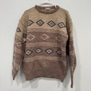 Vintage Reunion Geometric Diamond Pattern Wool Blend‎ Sweater Mens L